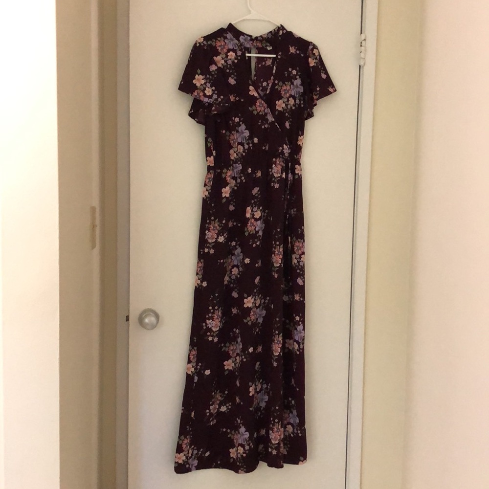 Purple Floral Maxi Dress - Romper
